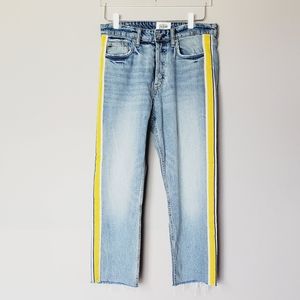 Zara High Rise Straight Leg Raw Hem Jeans 6